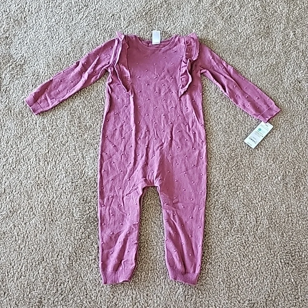 Carters Mauve Long Sleeve Ruffle Romper 24 Months